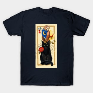 Black cat and Owl T-Shirt